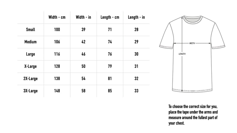 Size chart for Necropolitan Tee Bundle V2